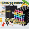 Комплект от маркери с алкохолна основа с две страни и калъф за съхранение