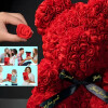 Плюшено мече с LED рози  - комплект вечни рози 25 см