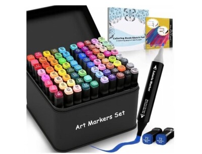 Комплект от маркери с алкохолна основа с две страни и калъф за съхранение