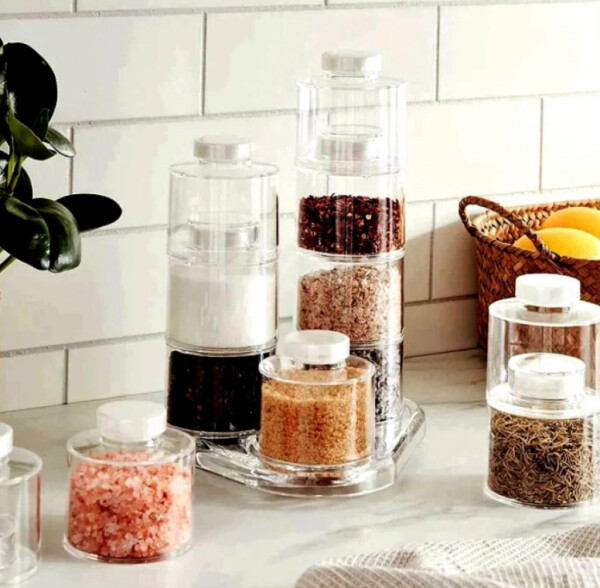 Стилен и практичен органайзер за подправки – Комплект от 12 бурканчета на въртяща се основа