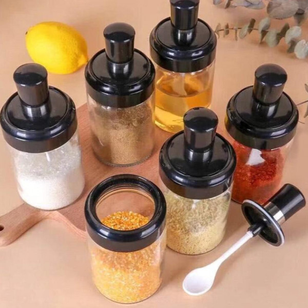 Комплект 6 части бурканчета за подправи с въртяа поставка