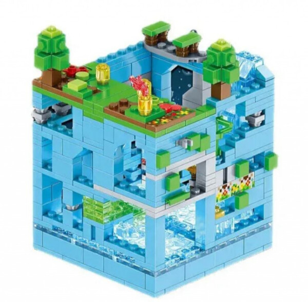 Конструктор Minecraft "Битката във водната пещера" – 503 части със светеща LED-подсветка