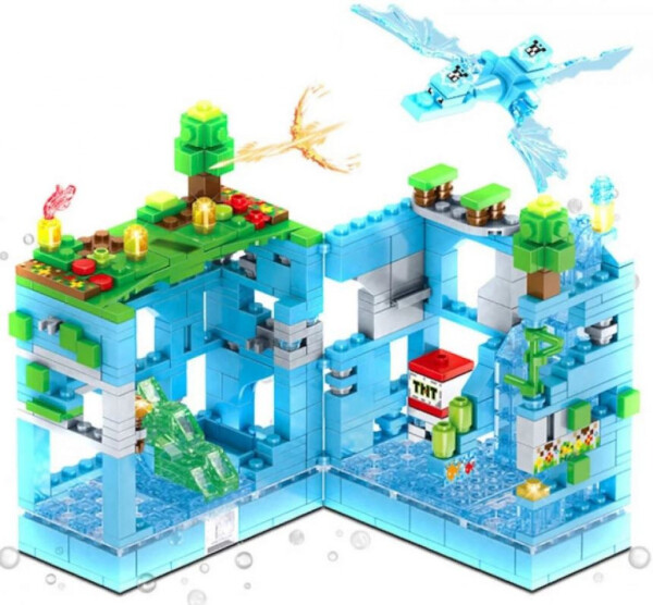 Конструктор Minecraft "Битката във водната пещера" – 503 части със светеща LED-подсветка