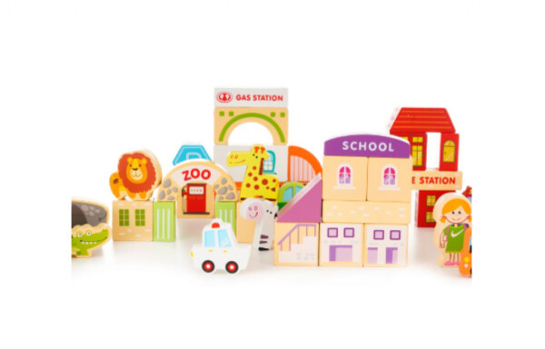 Комплект дървени блокчета, 120 части