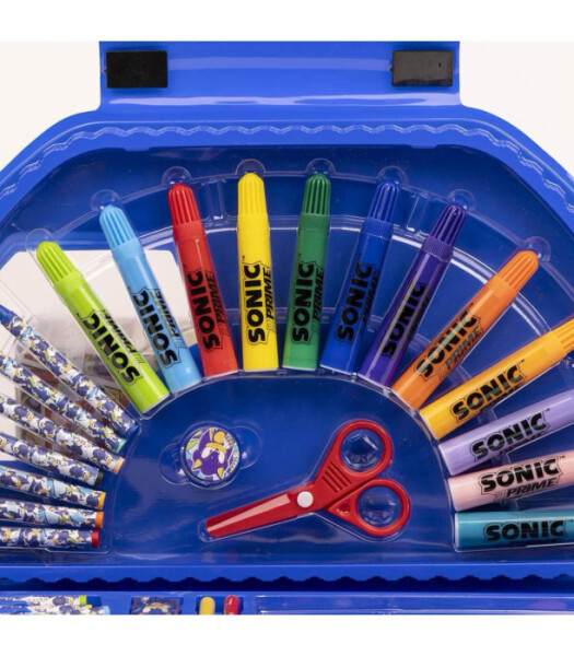 УЧЕНИЧЕСКИ КОМПЛЕКТ ЗА РИСУВАНЕ 50 ЧАСТИ SONIC В БЛИСТЕР