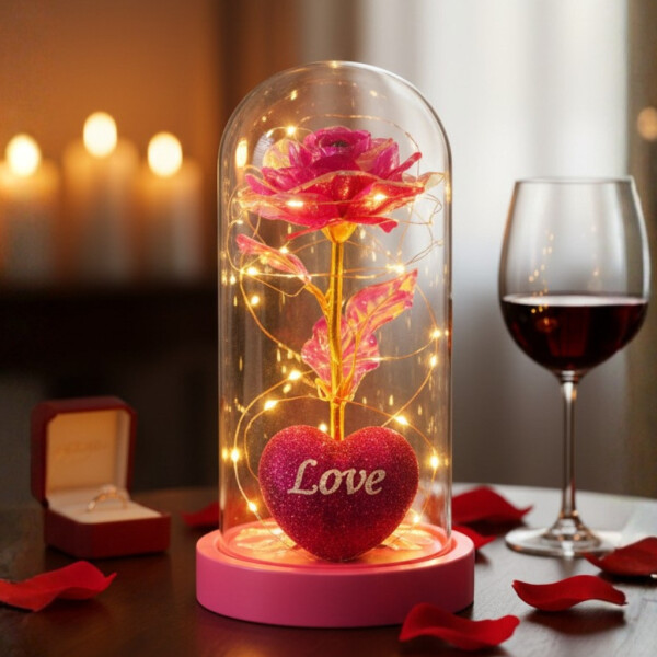 Светеща декоративна роза в купол