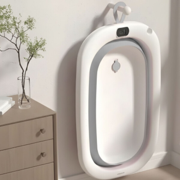 Сгъваема бебешка вана с термометър и възглавница