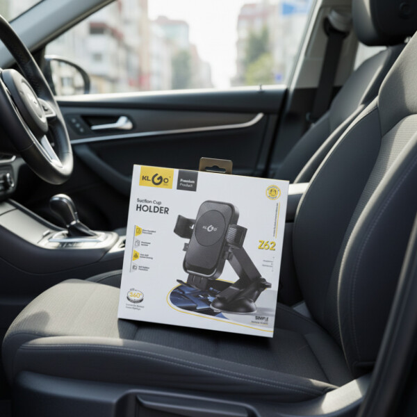 Стойка за телефон за кола KL GO Suction Cup Holder Z62 – 360° въртене, вендуза с гел, универсална съвместимост